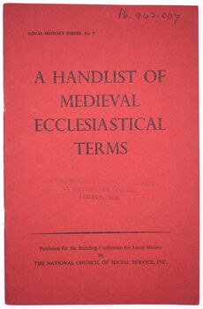 A Handlist Of Medieval Ecclesiastical Terms